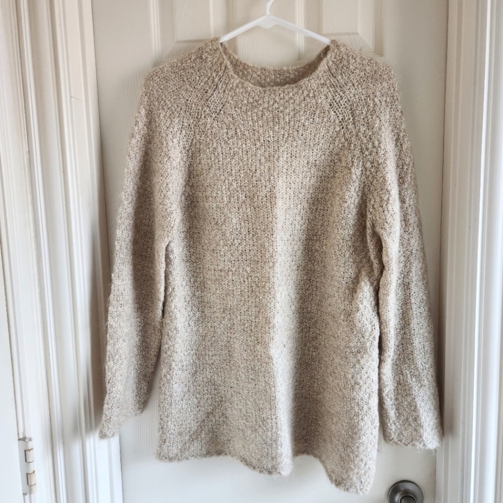 Vintage Laura Ashley Mohair Cotton Blend Mock Neck Tan Sweater Size Small‎